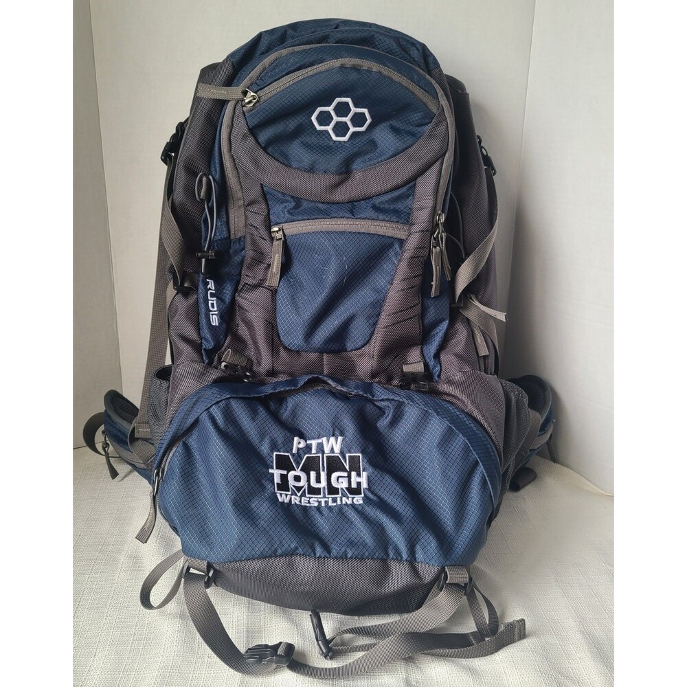 RUDIS Wrestling Backpack Gear Bag Blue Gray Rain Cover Athletic Travel Gym Bag